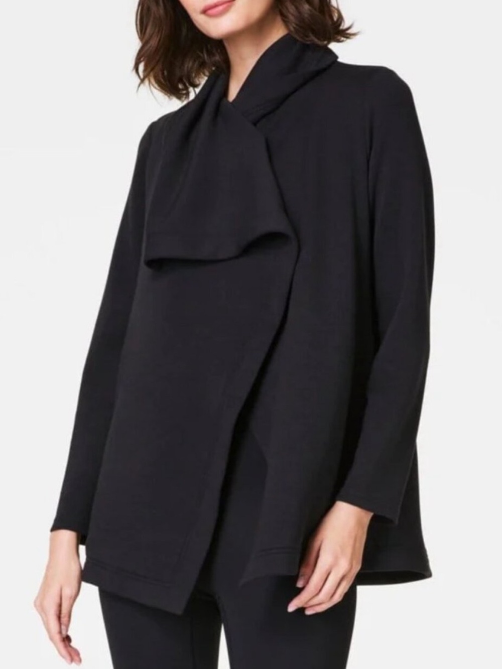 SPANX Black Open-Front Draped Cardigan Women’s Size XL